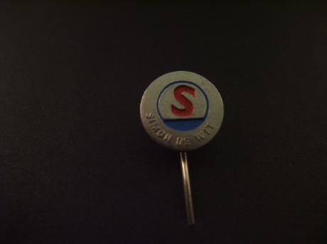 Simon de Wit supermarkt ( kruidenierszaak) logo blauw-rood
